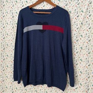 100% cotton navy Tommy Hilfiger crewneck sweater